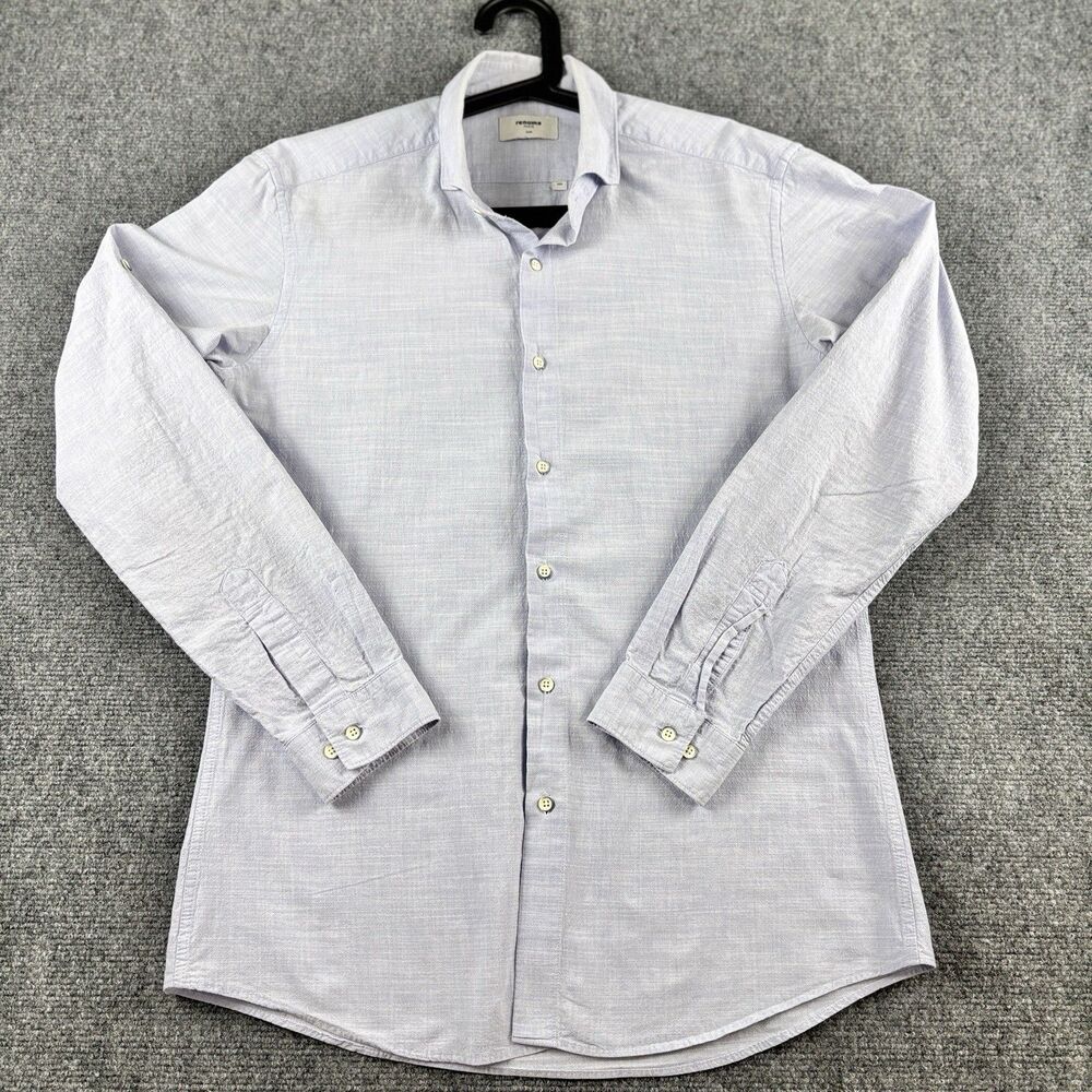 Renoma Paris Mens Shirt 100 Slim Light Blue Long Sleeve Button Up